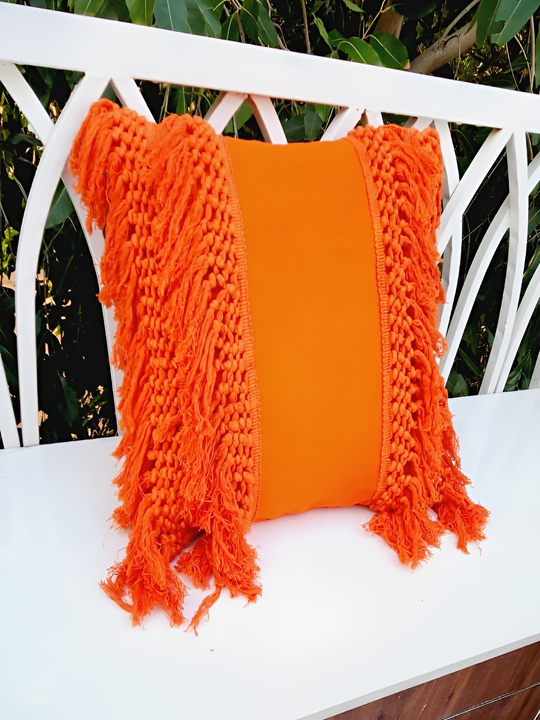 

THROWPILLOW Orange Embellished Square Cushion Cover