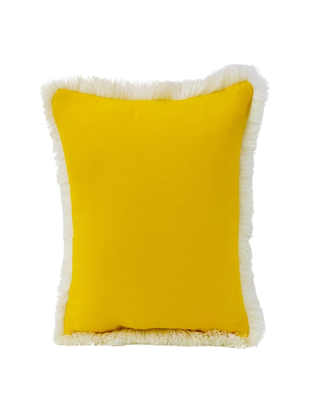 

THROWPILLOW Mustard Yellow & White Embroidered Square Cushion Cover