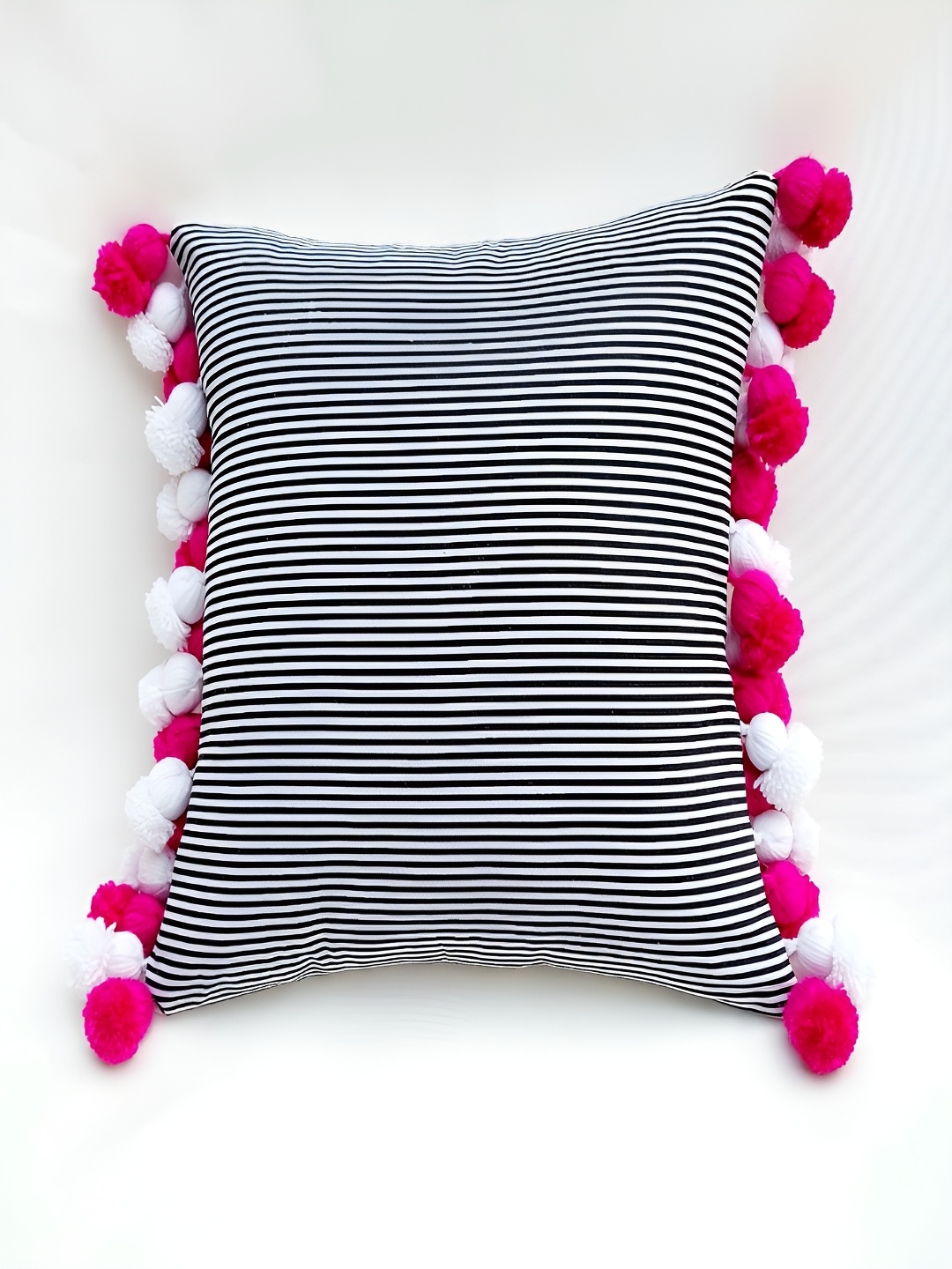 

THROWPILLOW Black & Pink Striped Square Cushion Cover