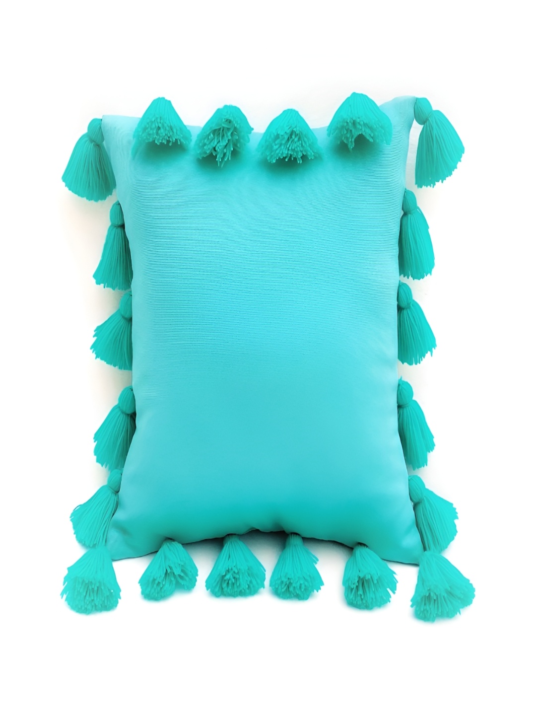 THROWPILLOW Turquoise Blue Tasselled Square Cushion Cover