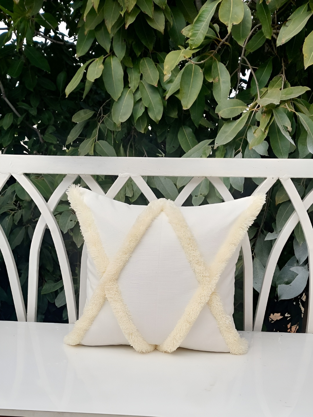 

THROWPILLOW Off White Embroidered Square Cushion Covers