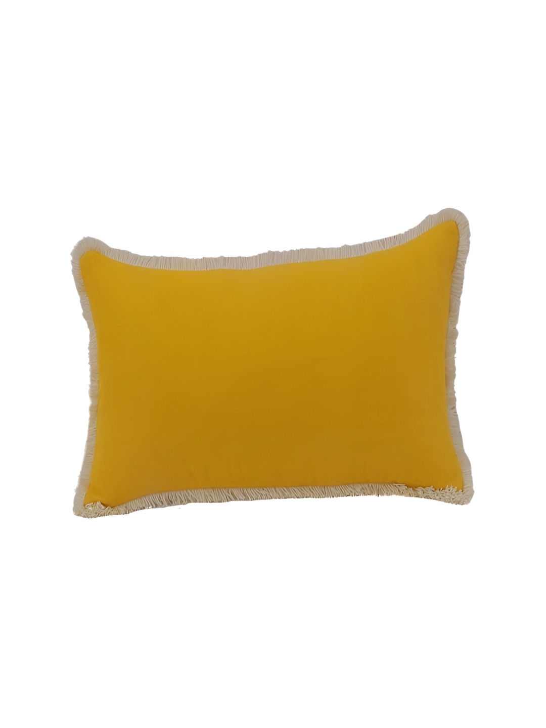

THROWPILLOW Mustard Embellished Rectangle Cotton Cushion Cover