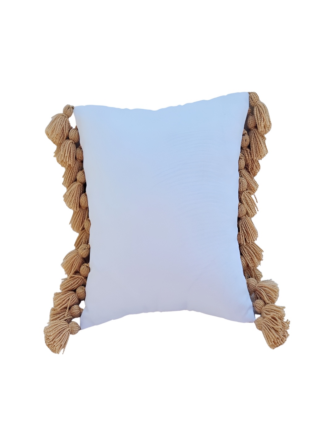 

THROWPILLOW Off White & Tan Embellished Square Cushion Cover