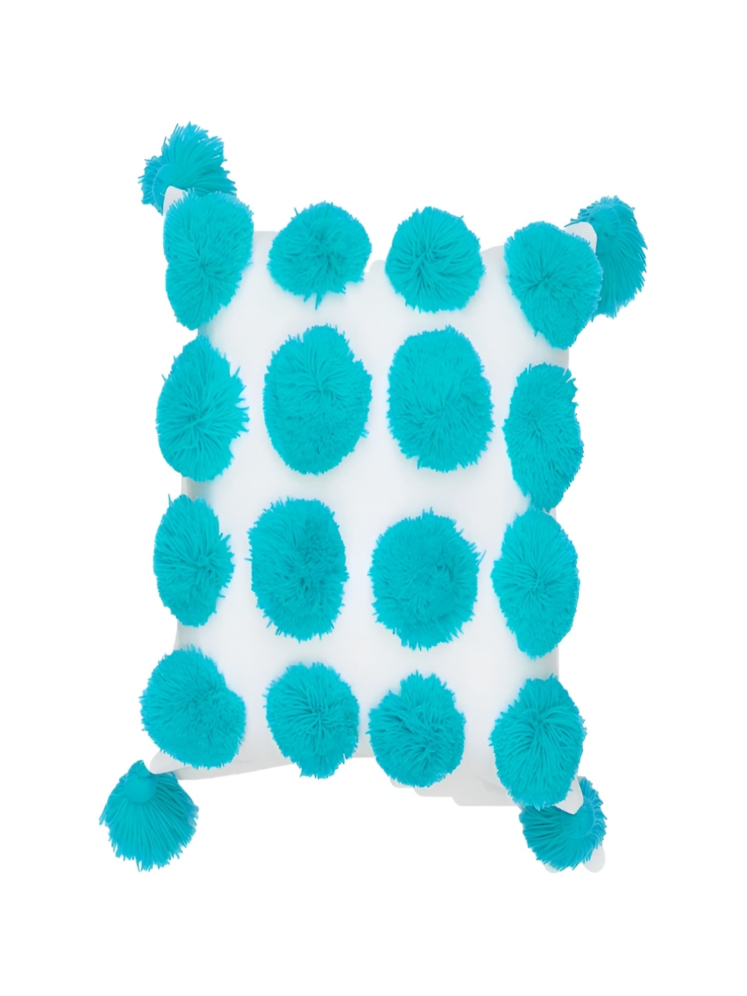 

THROWPILLOW Turquoise Blue & White Embellished Square Cushion Cover