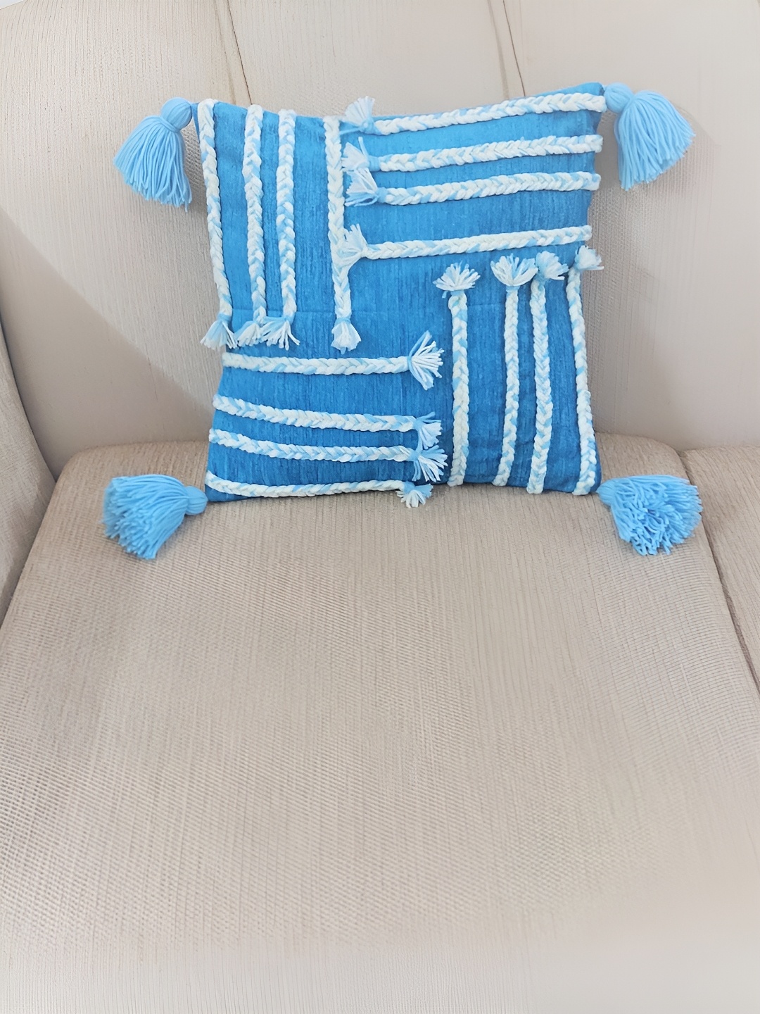 THROWPILLOW Teal & White Geometric Square Cushion Covers