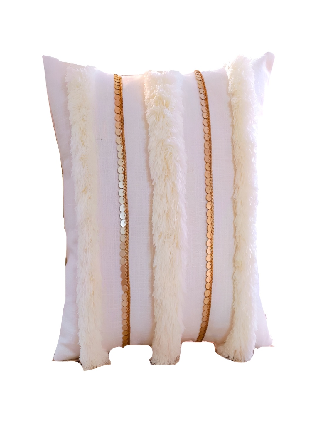 THROWPILLOW Off White & Gold-Toned Square Cushion Covers