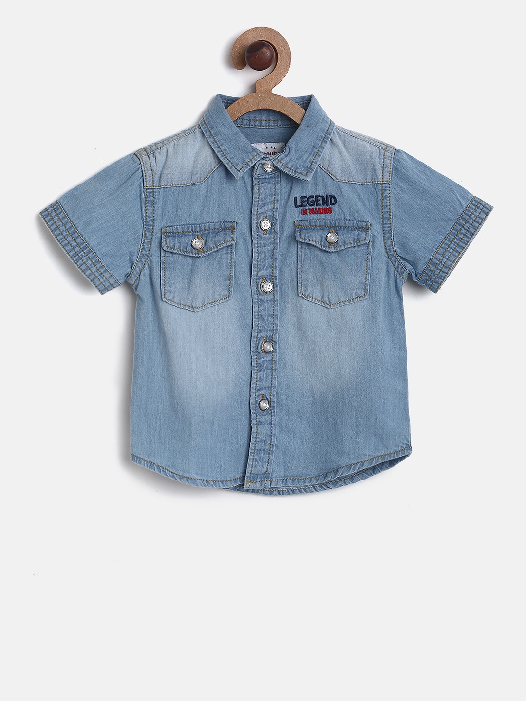 

Donuts Boys Blue Regular Fit Solid Casual Shirt