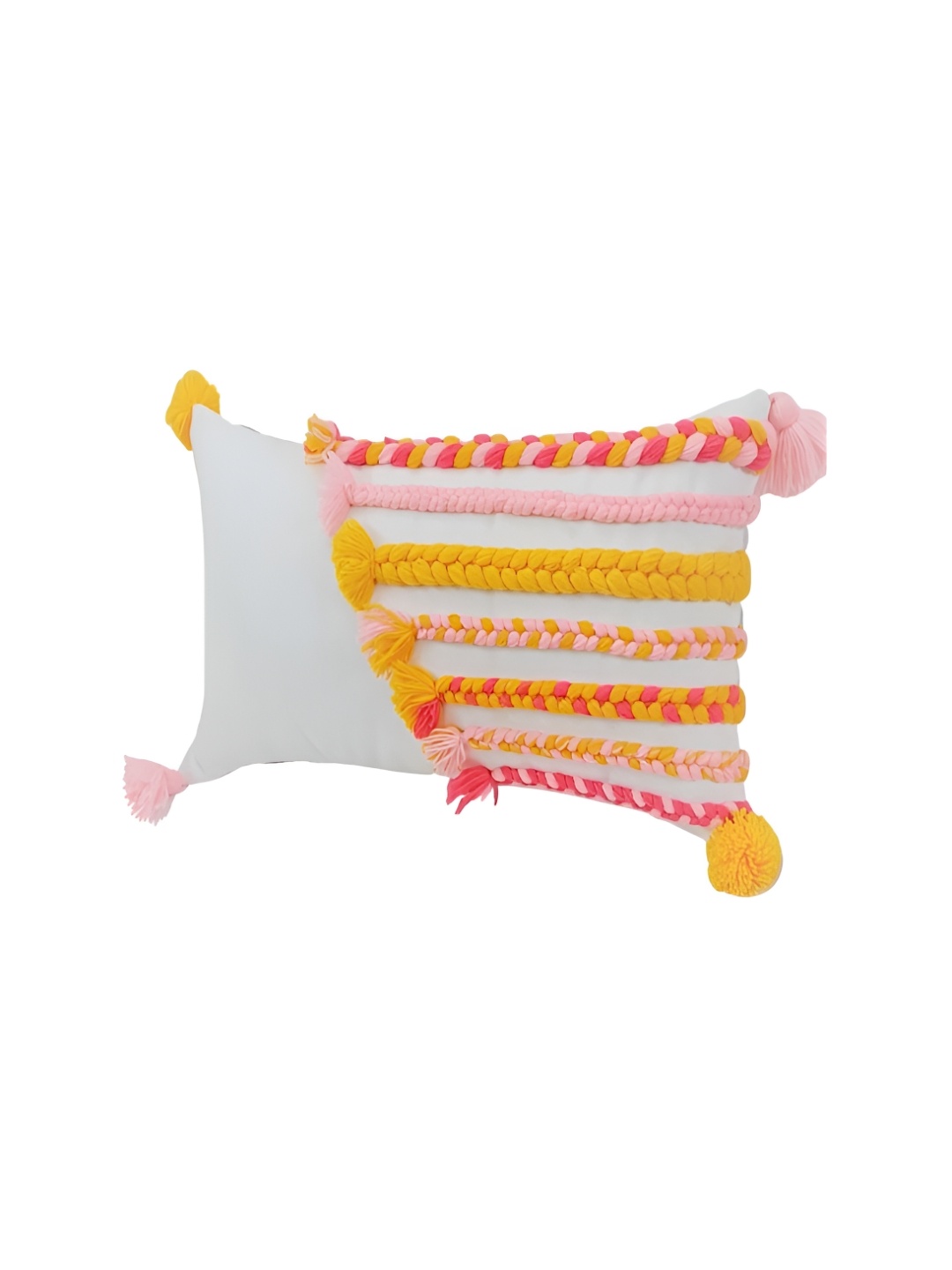THROWPILLOW White & Pink Embellished Rectangle Cushion Cover