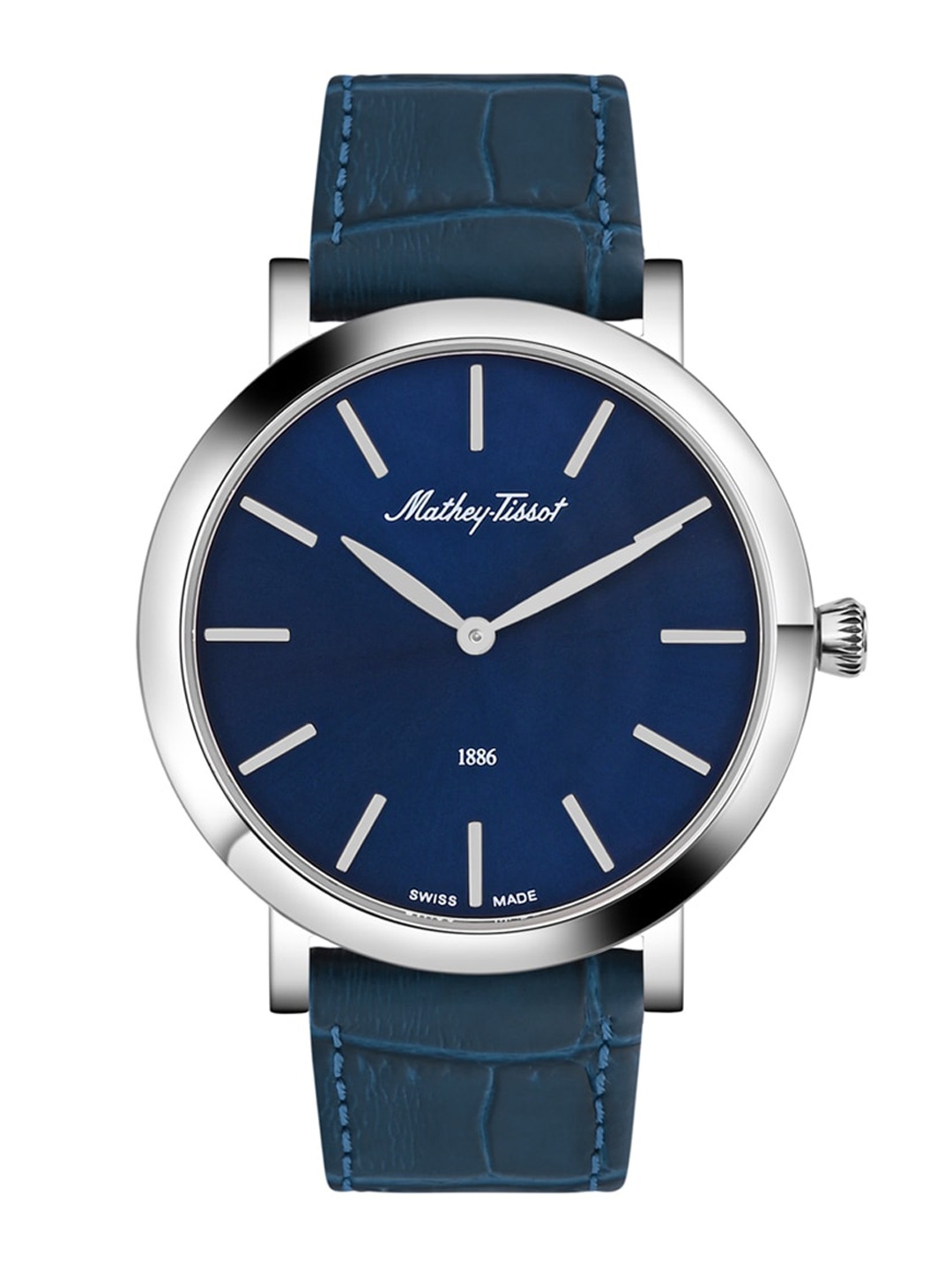 

Mathey-Tissot Swiss Made Men Dial Leather Textured Straps Analogue Watch H7916ALBU, Blue