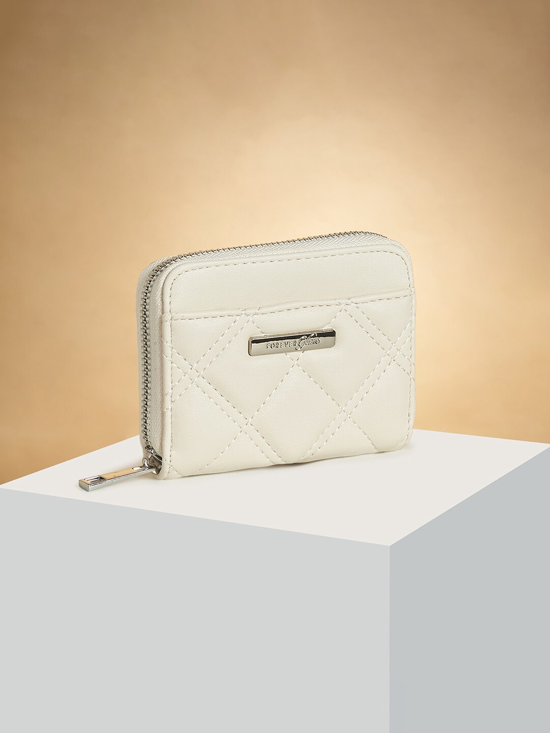 

Forever Glam by Pantaloons Quilted Zip Around Wallet, Off white