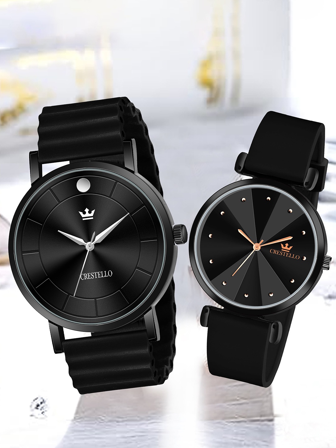 

CRESTELLO Unisex Dial Stainless Steel Analogue His & Her Watch CRCM-028-137-BLK, Black