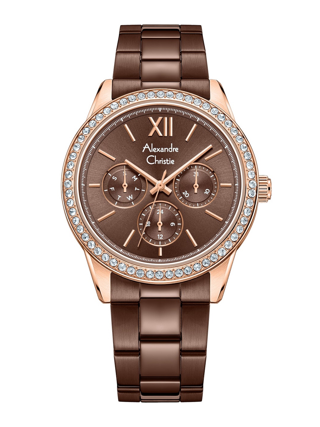 

Alexandre Christie Women Bracelet Style Straps Analogue Multi Function Watch 2A46BFBROBO, Brown