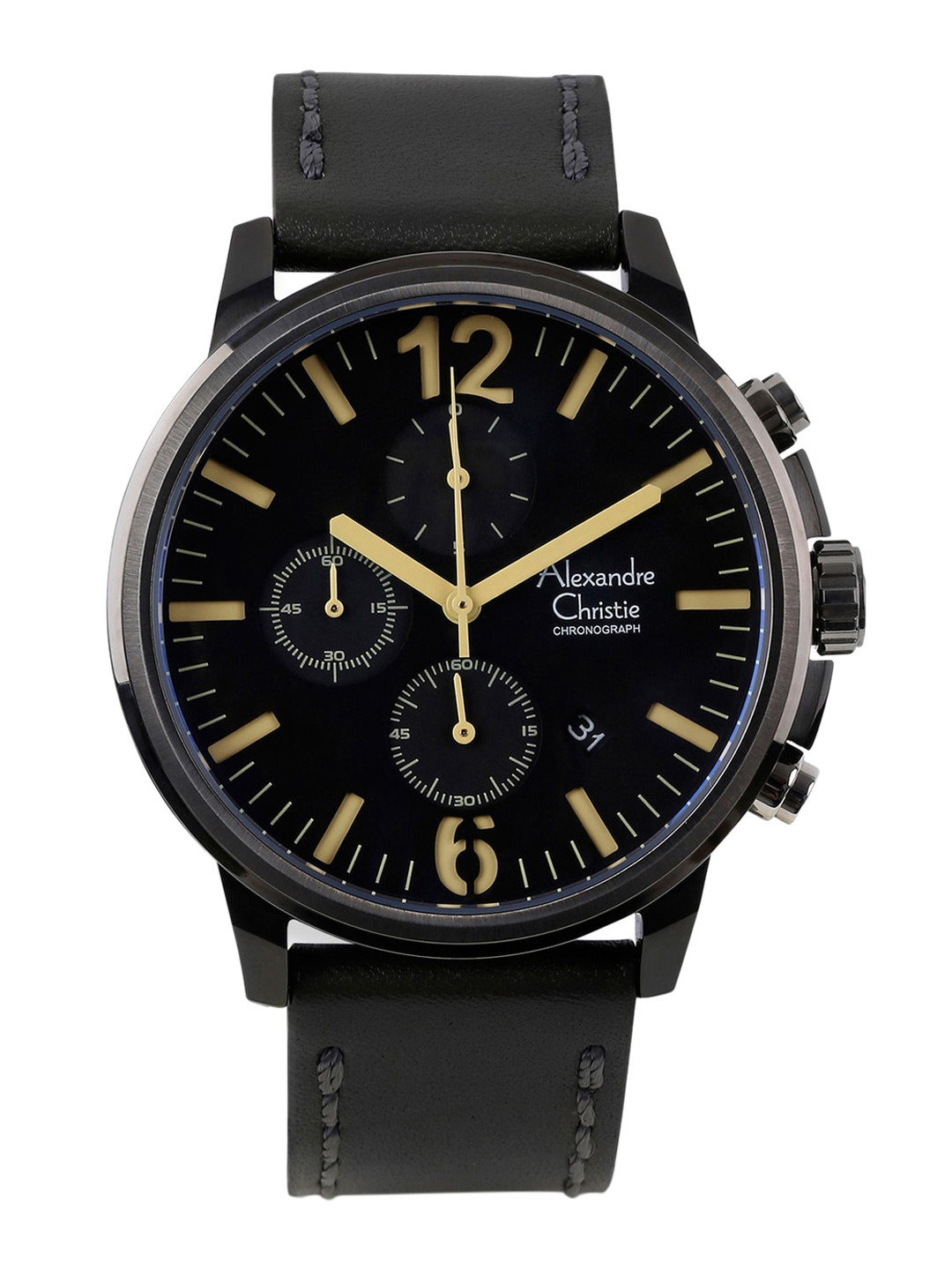 

Alexandre Christie Men Dial & Leather Straps Analogue Chronograph Watch 6267MCLBGBA, Black