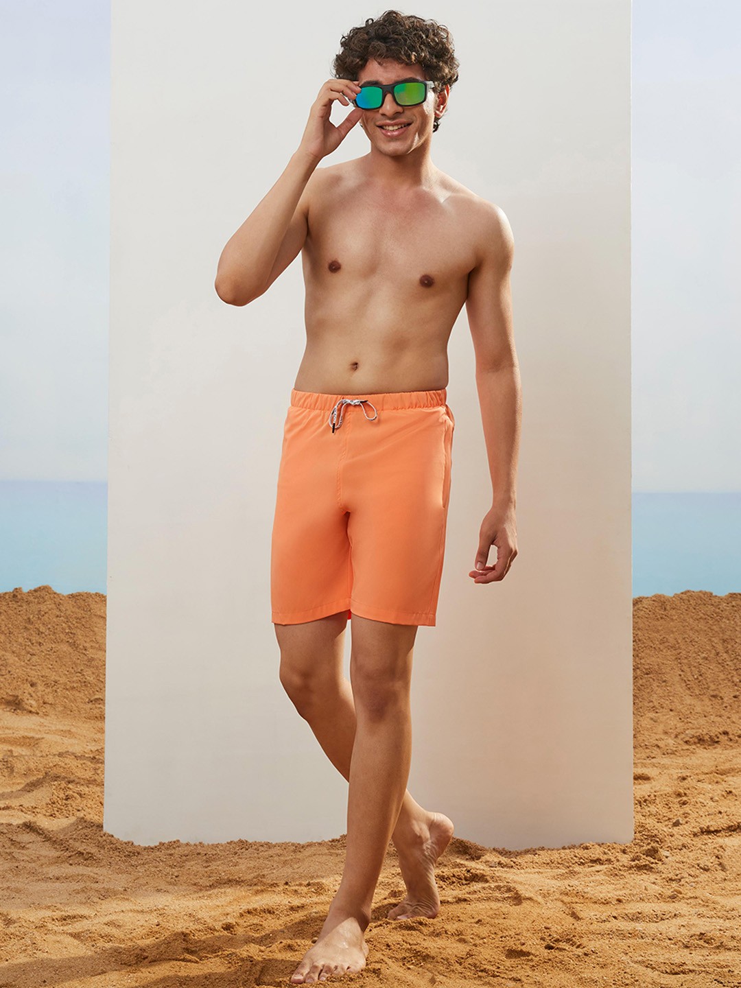 

CMGE Men Mid Rise Swim Bottoms, Orange
