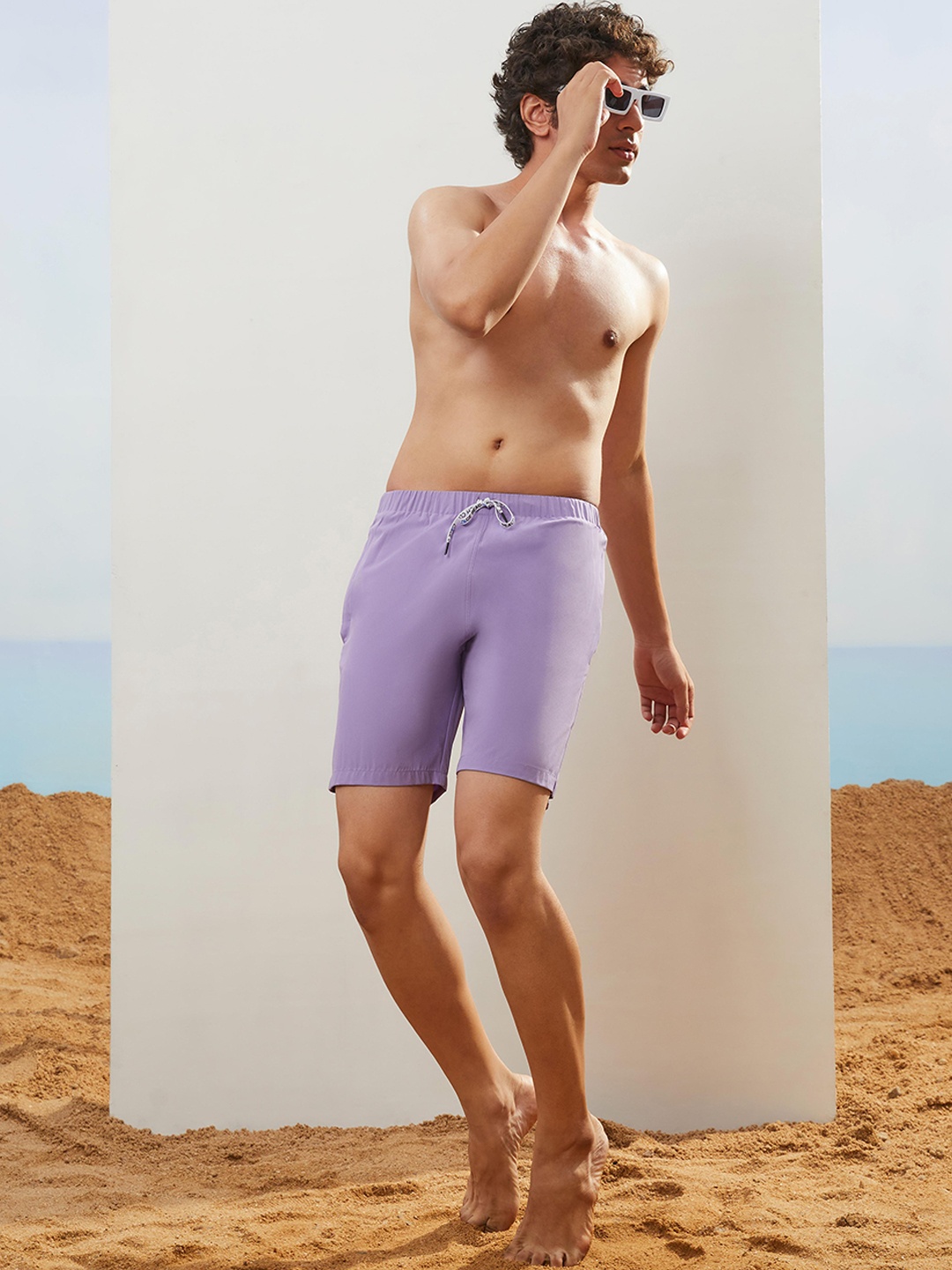 

CMGE Men Mid Rise Swim Bottoms, Lavender
