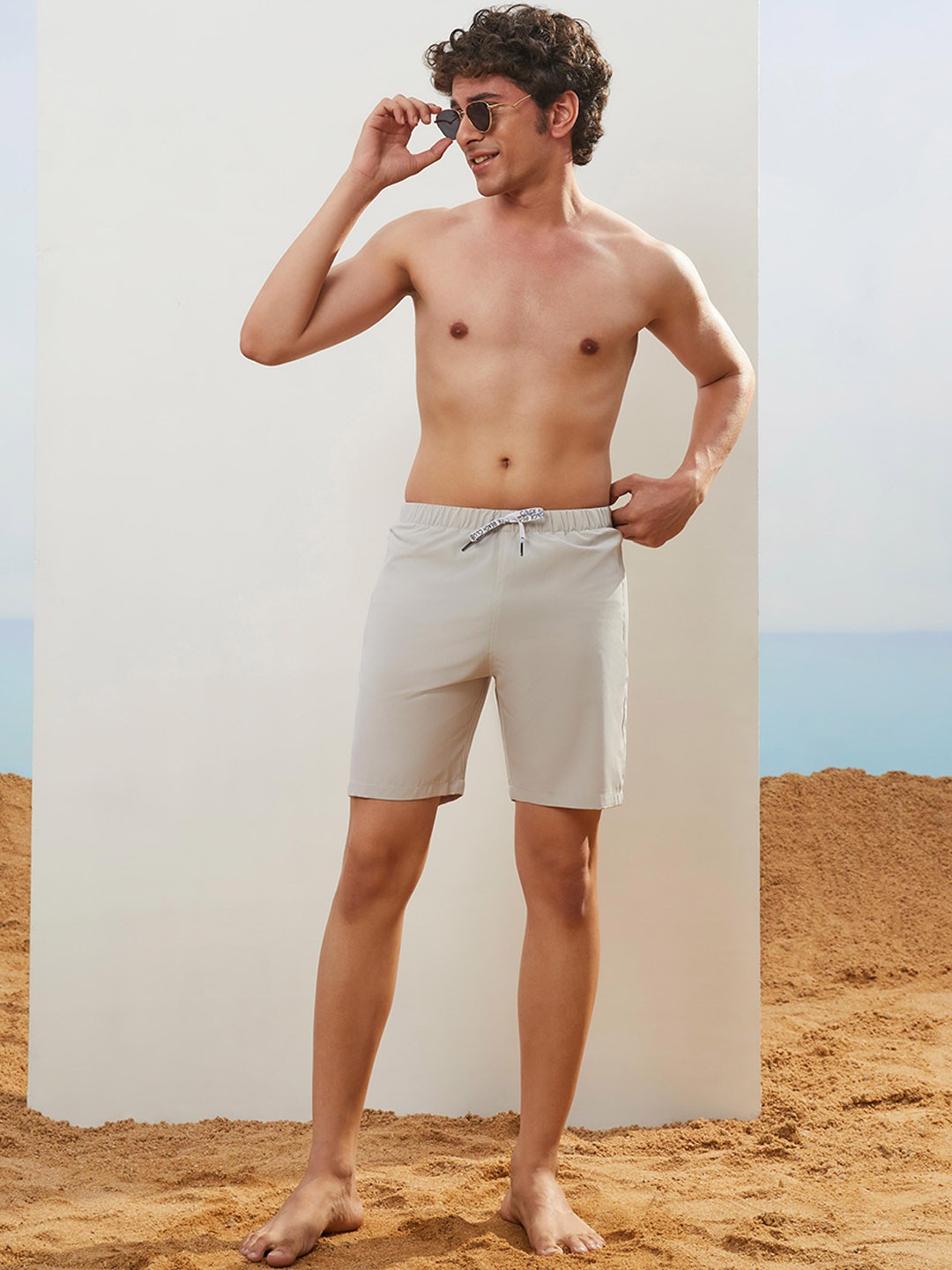 

CMGE Men Mid Rise Swim Bottoms, Grey