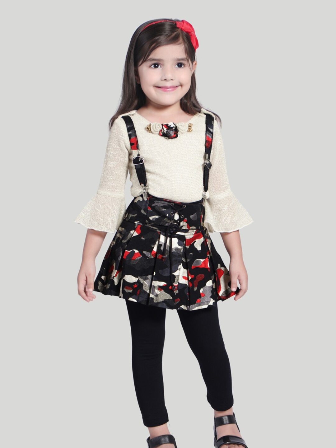 

Little Dolly Girls Printed Tunic with Leggings, Black