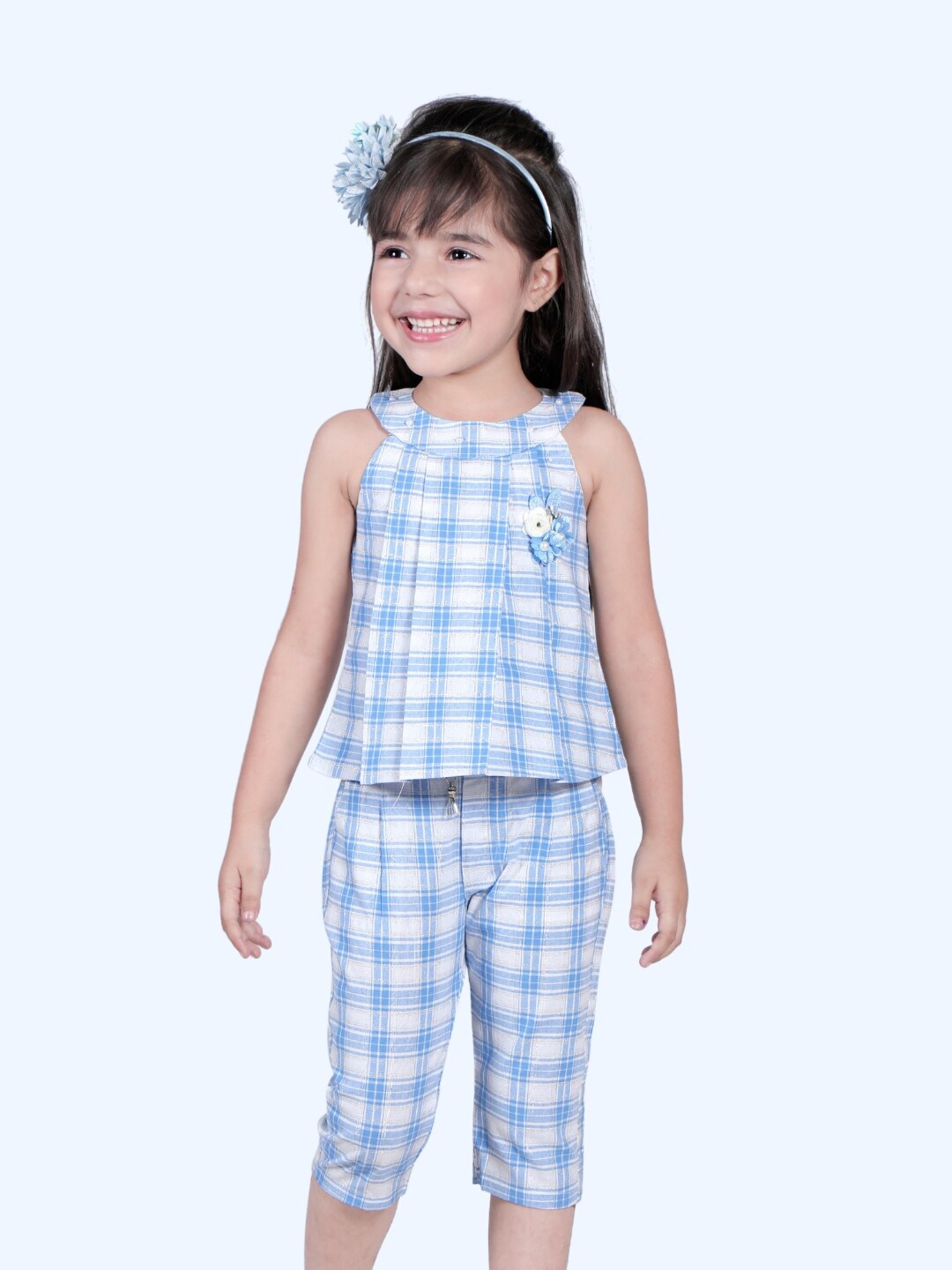 

Little Dolly Checked Formal A-Line Dress, Blue