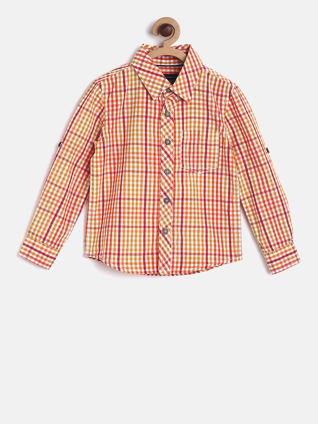 

Cherokee Boys Orange & Red Regular Fit Checked Casual Shirt