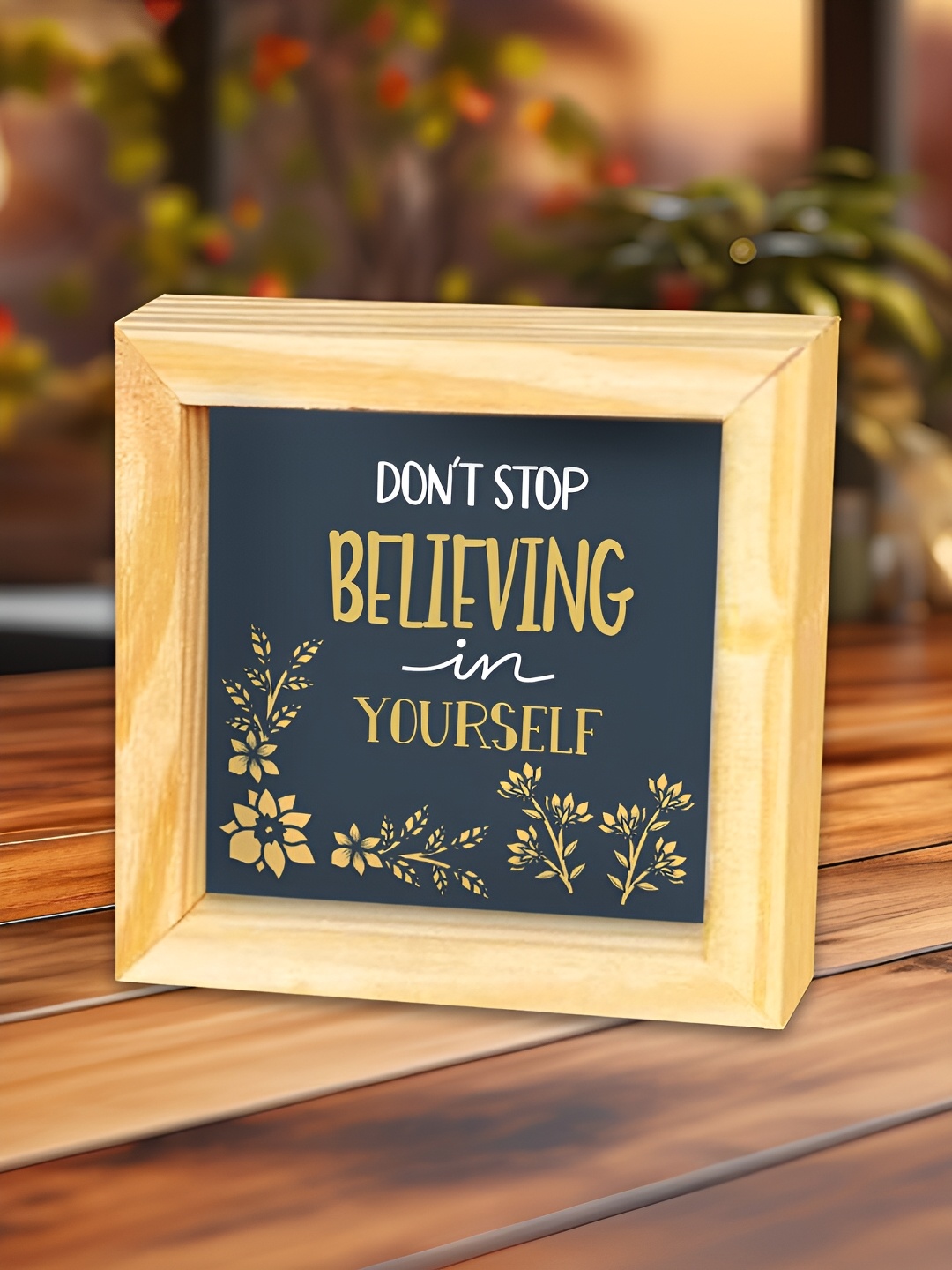 

ArtVibes Blue & Beige Quotes Printed Wooden Decor Showpiece