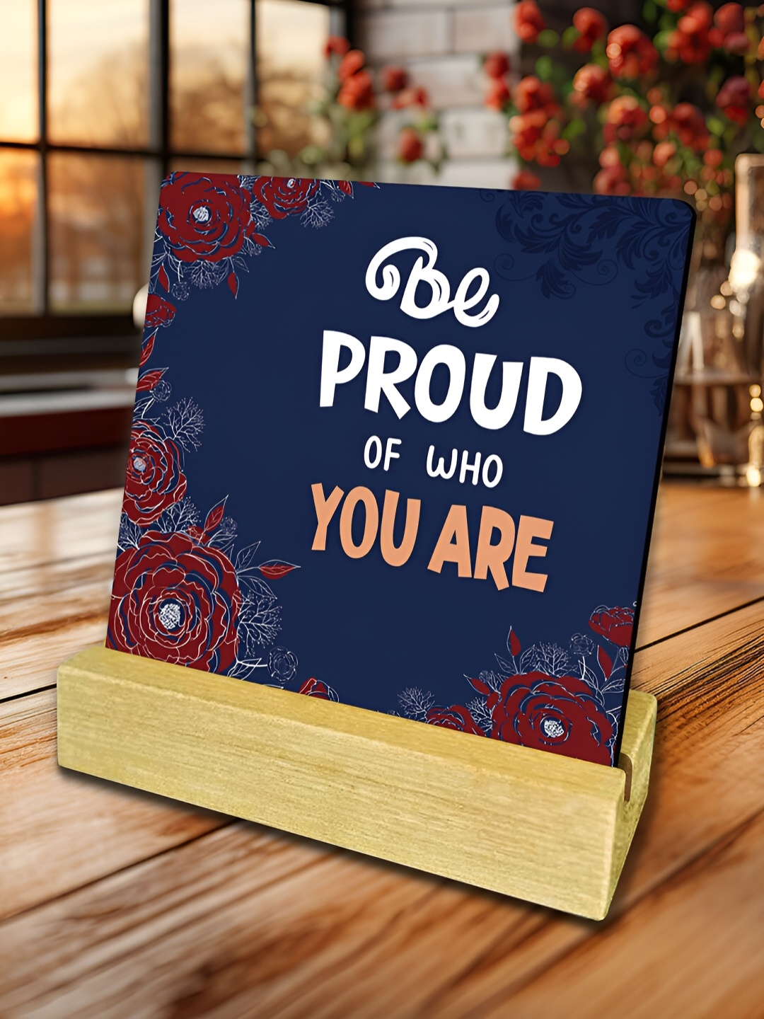 

ArtVibes Blue & White Quotes Printed Wooden Decor Showpiece