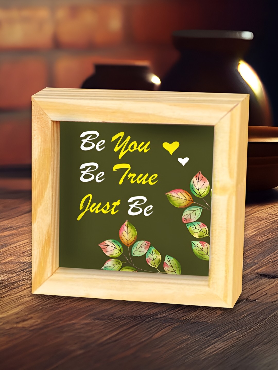

ArtVibes Green & Beige Quotes Printed Wooden Decor Showpiece