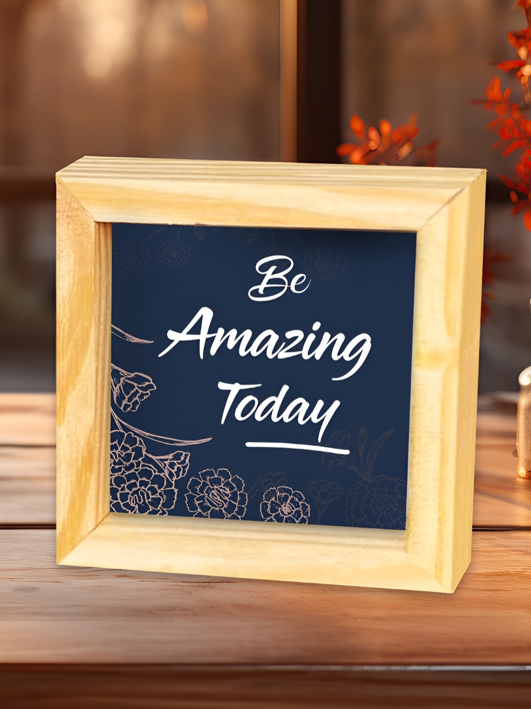 

ArtVibes Blue & White Quotes Printed Wooden Decor Showpiece
