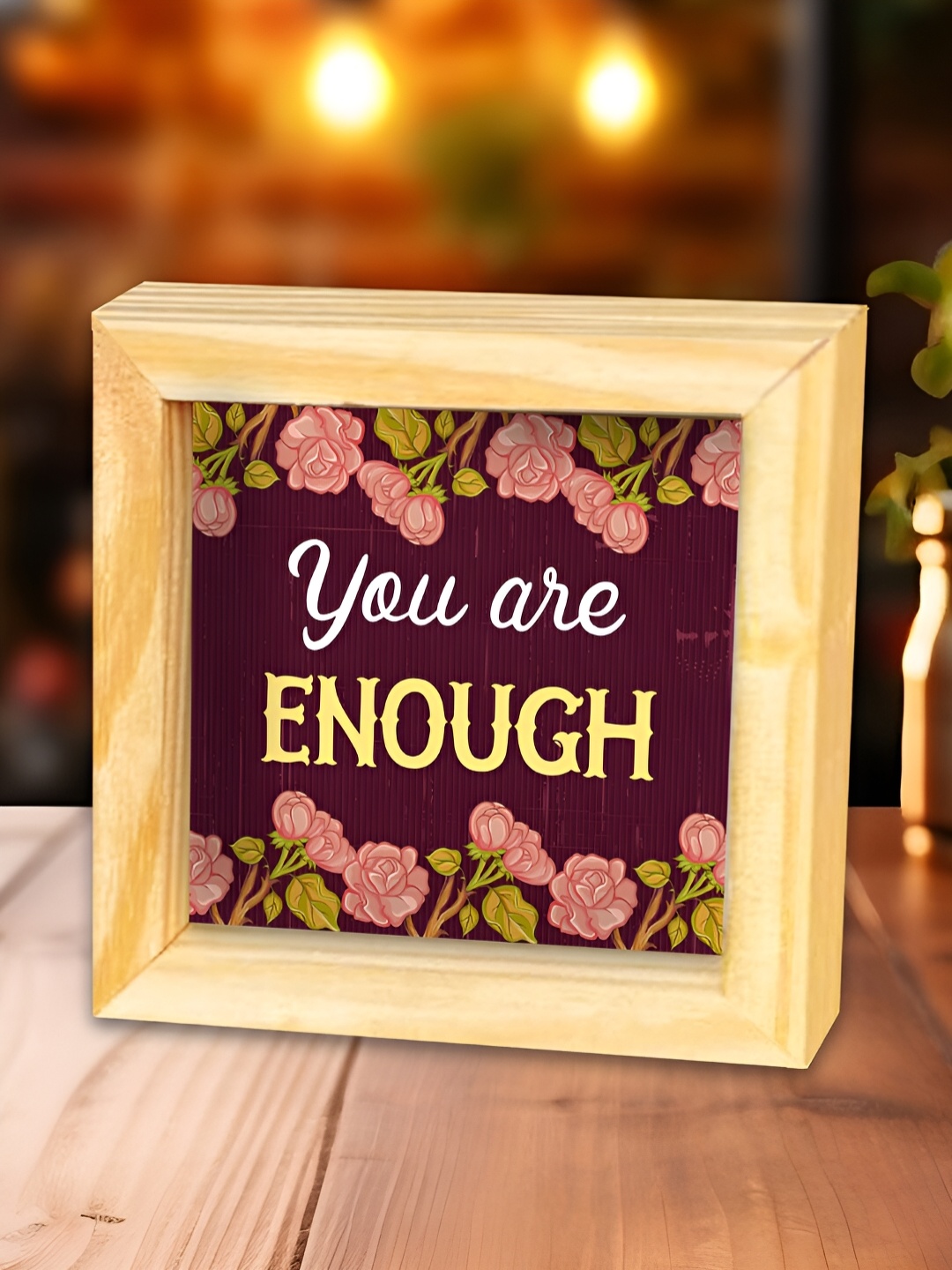 

ArtVibes Purple & Beige Good Things Take Time Quotes Printed Wooden Decor Showpiece