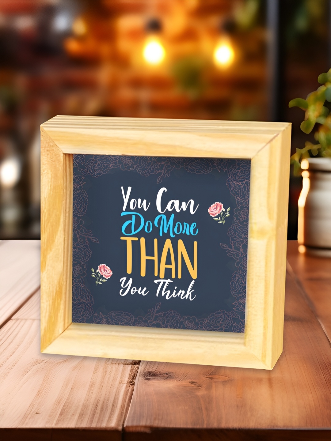 

ArtVibes Blue & White Be Good to Yourself Quote Printed Wooden Decor Showpiece