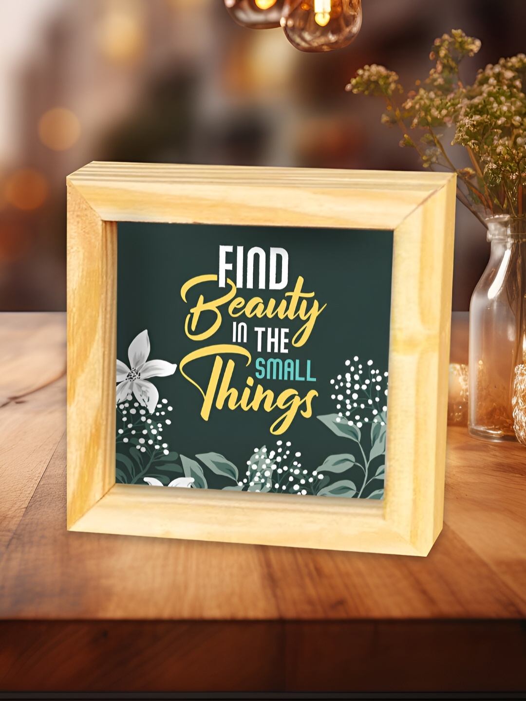 

ArtVibes Blue & Beige Quotes Printed Wooden Decor Showpiece
