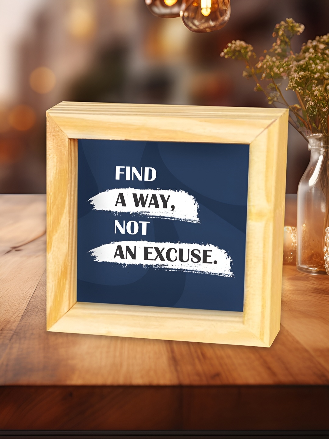 

ArtVibes Blue & White Quotes Printed Wooden Decor Showpiece
