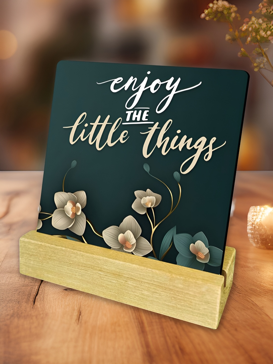 

ArtVibes Blue Quotes Printed Wooden Decor Showpiece