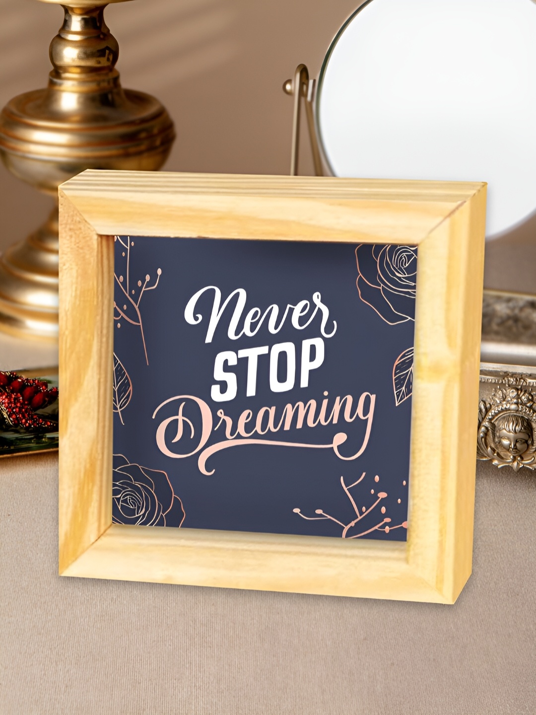 

ArtVibes Blue & White Quotes Printed Wooden Decor Showpiece