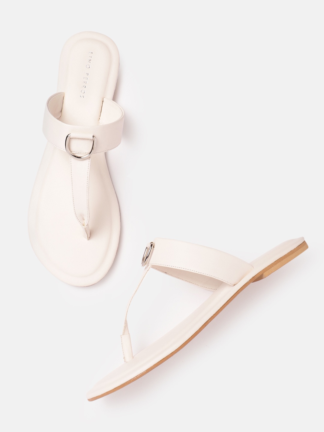 

Lino Perros Women T-Strap Flats, Off white
