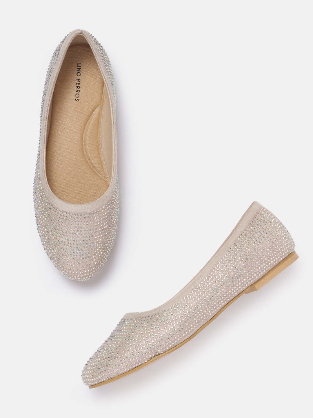 

Lino Perros Embellished Ballerinas, Beige