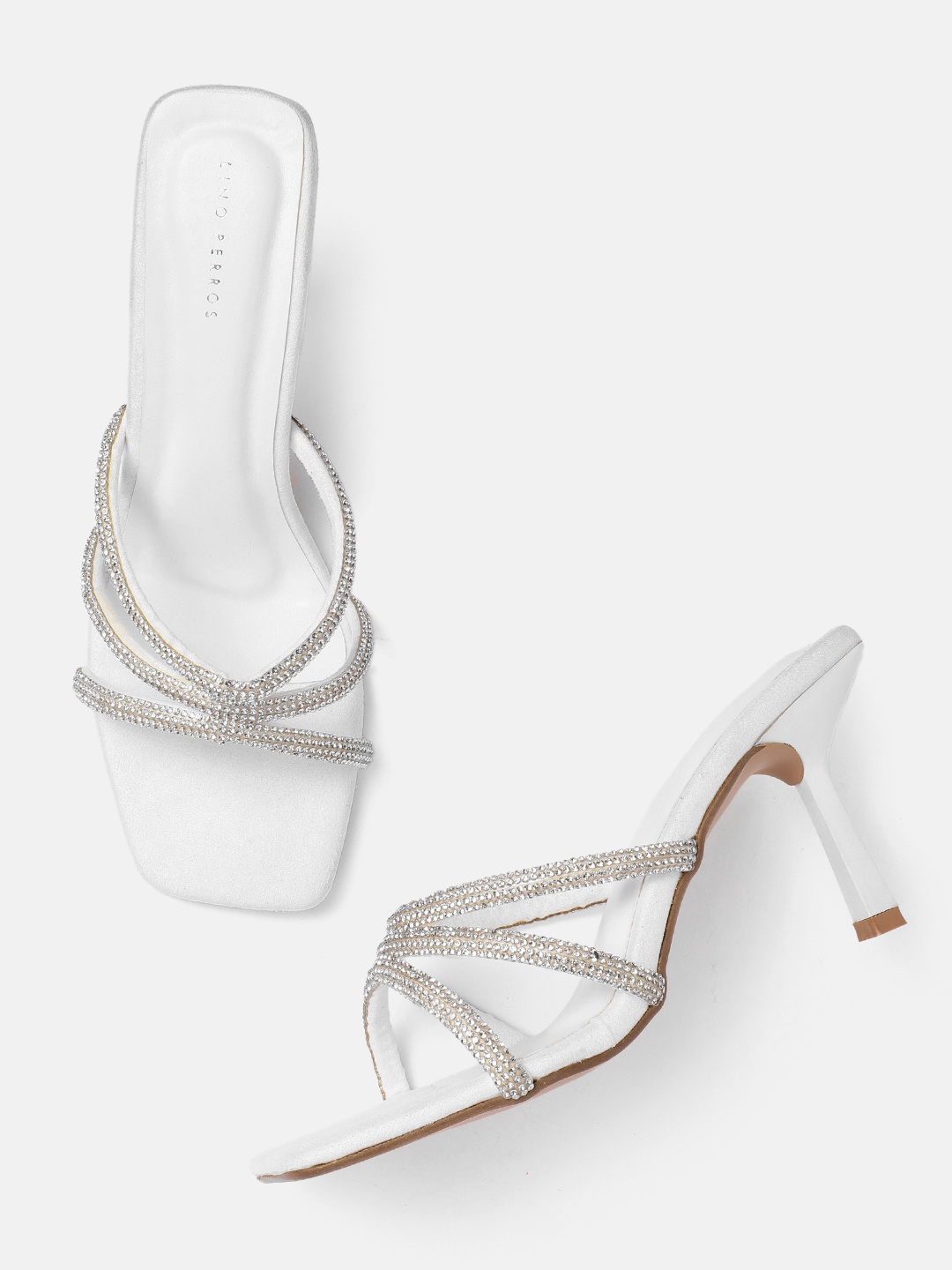 

Lino Perros Embellished Slim Heels, White