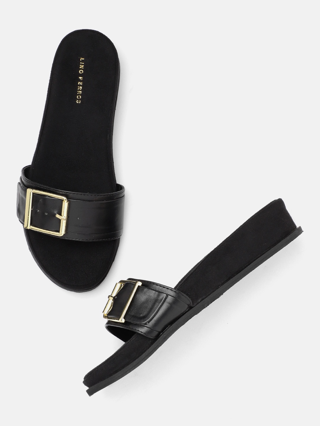 

Lino Perros Women Open Toe Flats with Buckles, Black