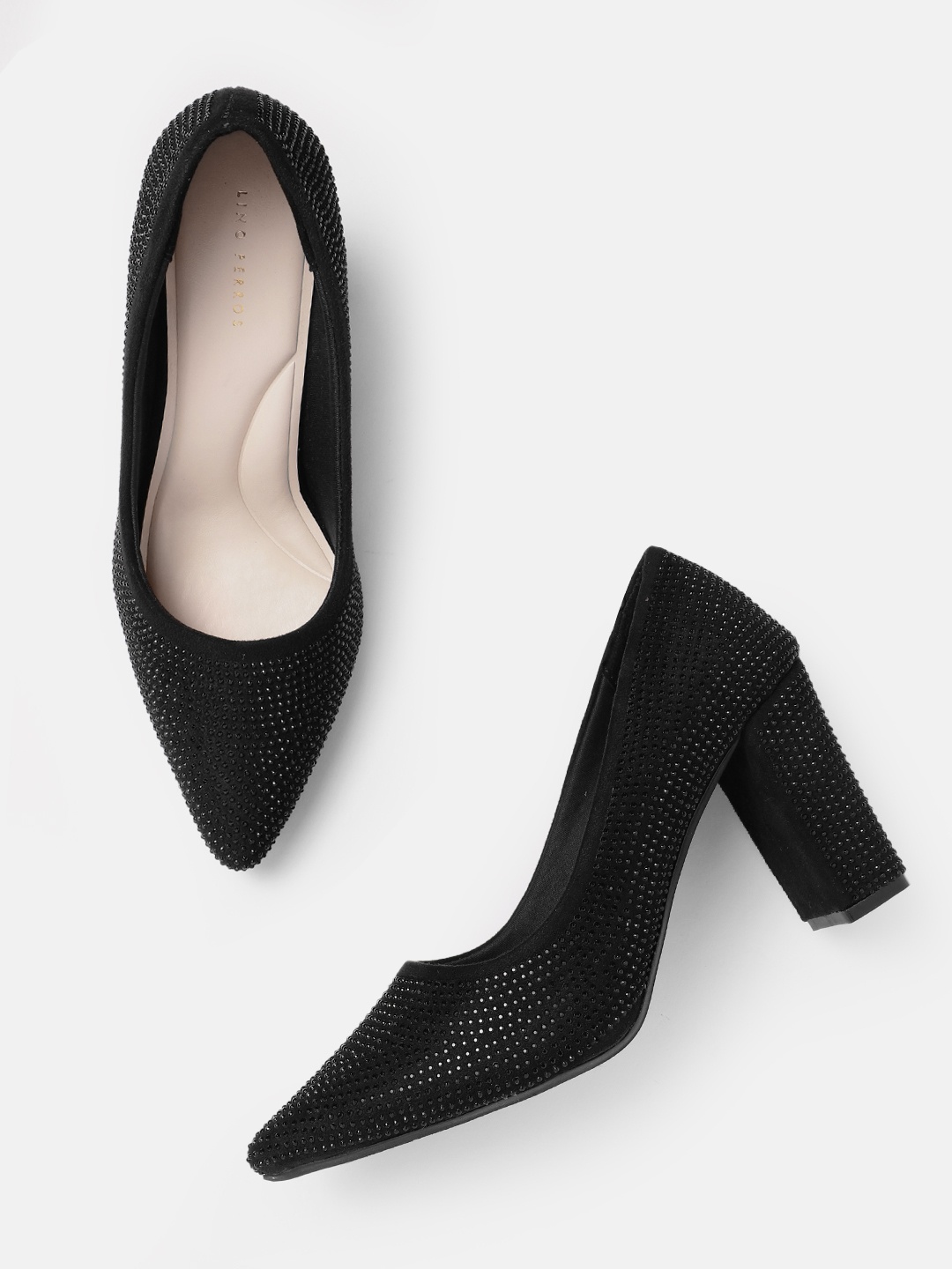 

Lino Perros Embellished Party Block Heeled Pumps, Black