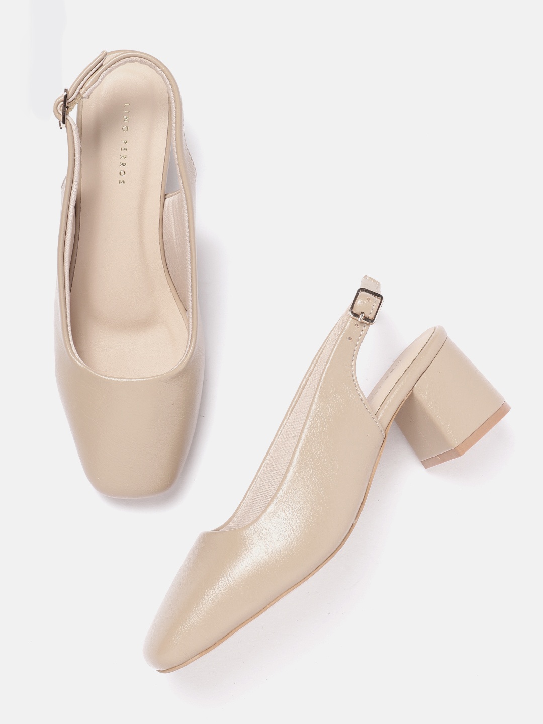 

Lino Perros Solid Block Pumps, Beige