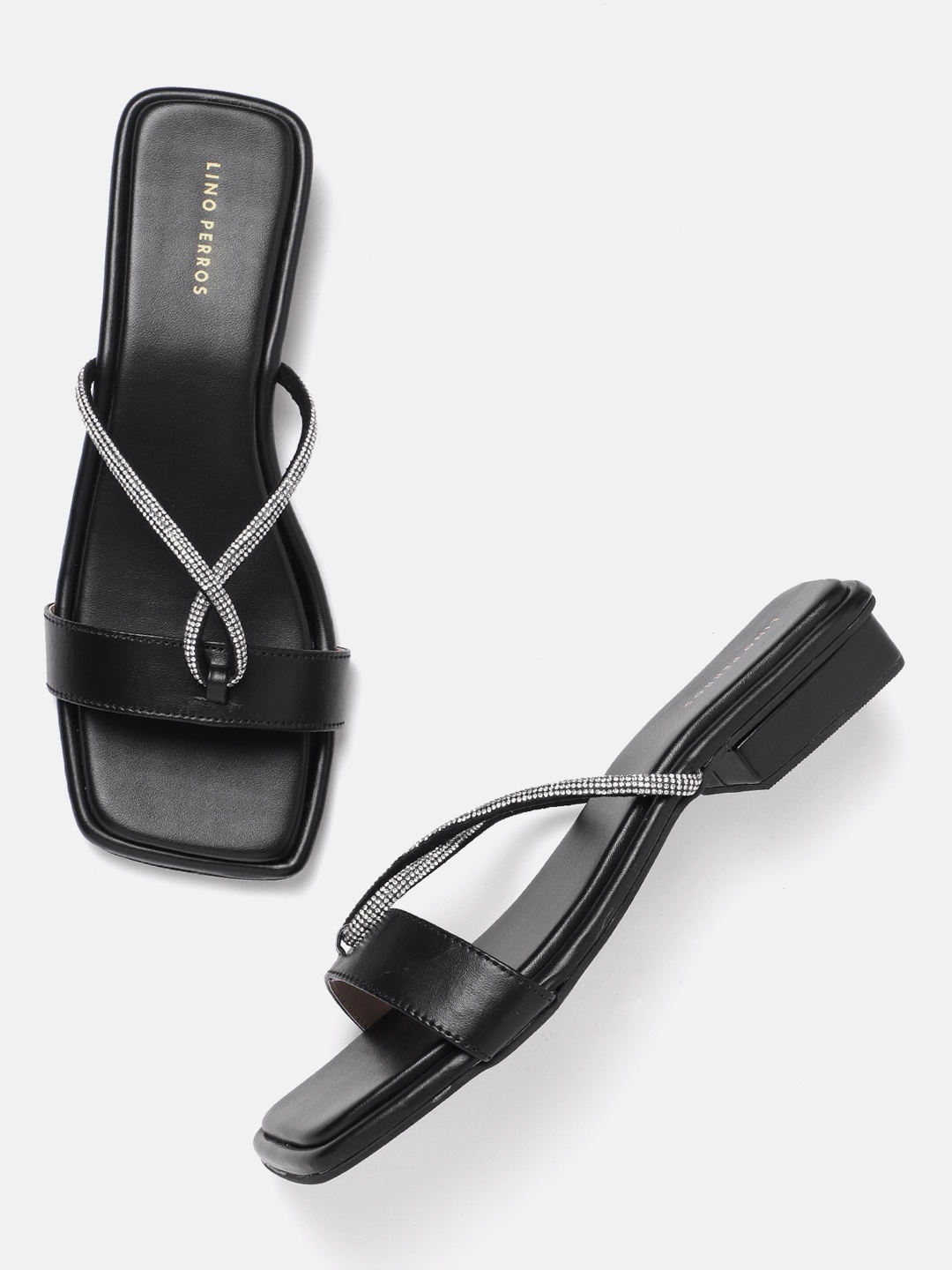 

Lino Perros Embellished Open Toe Flats, Black