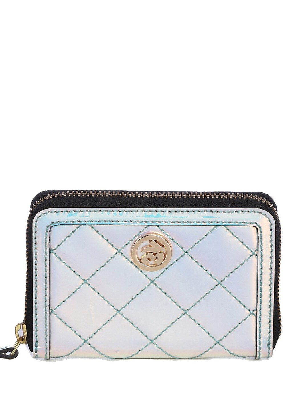 

Label Ritu Kumar Women Quilted Zip Around Wallet, Silver