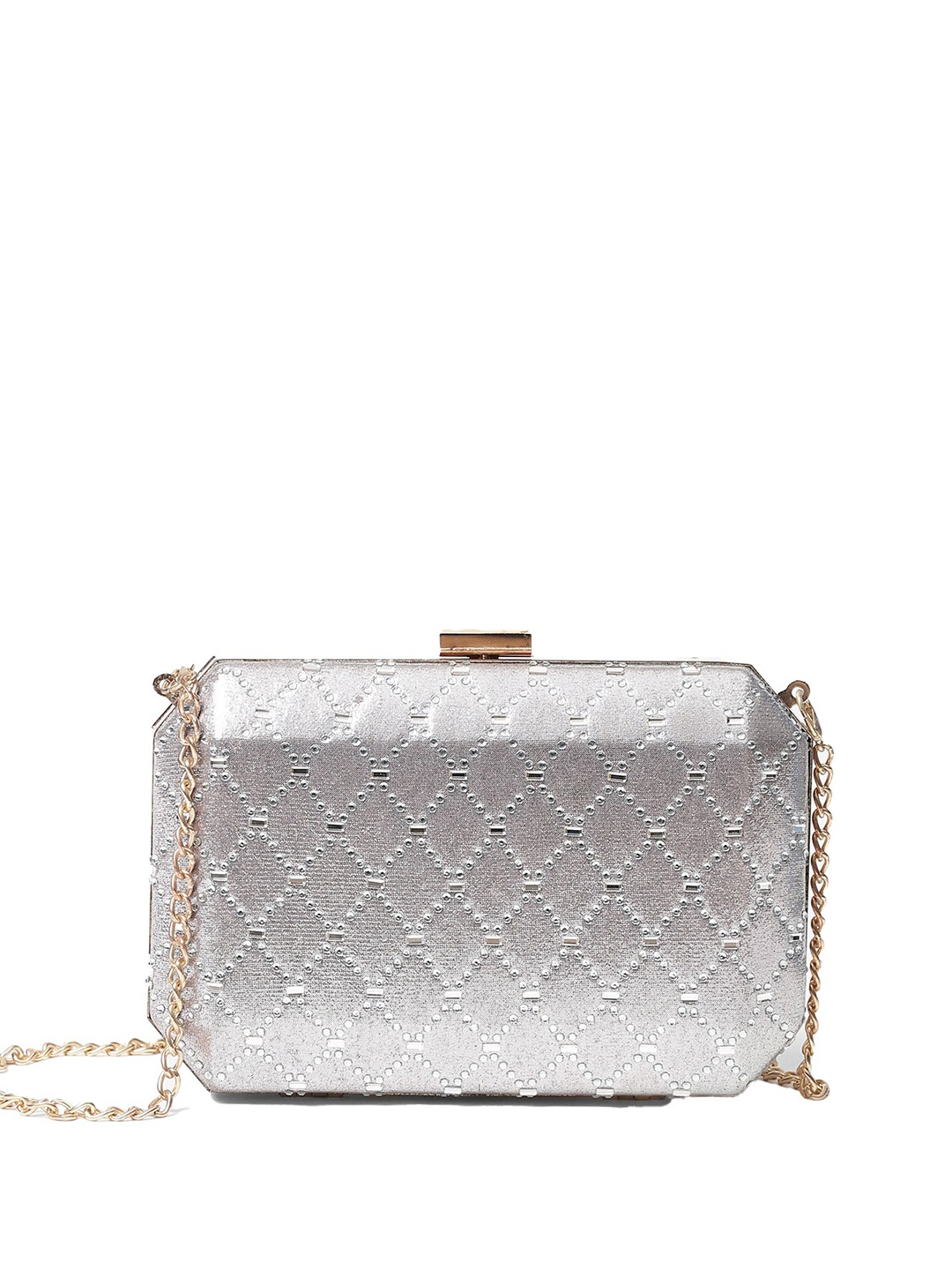 

Label Ritu Kumar Embellished Box Clutch, Silver