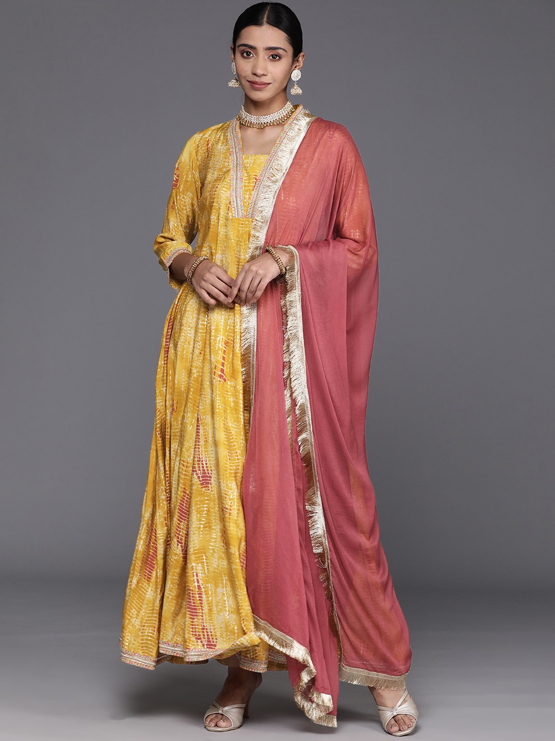

Mitera Abstract Printed Anarkali Kurta, Mustard