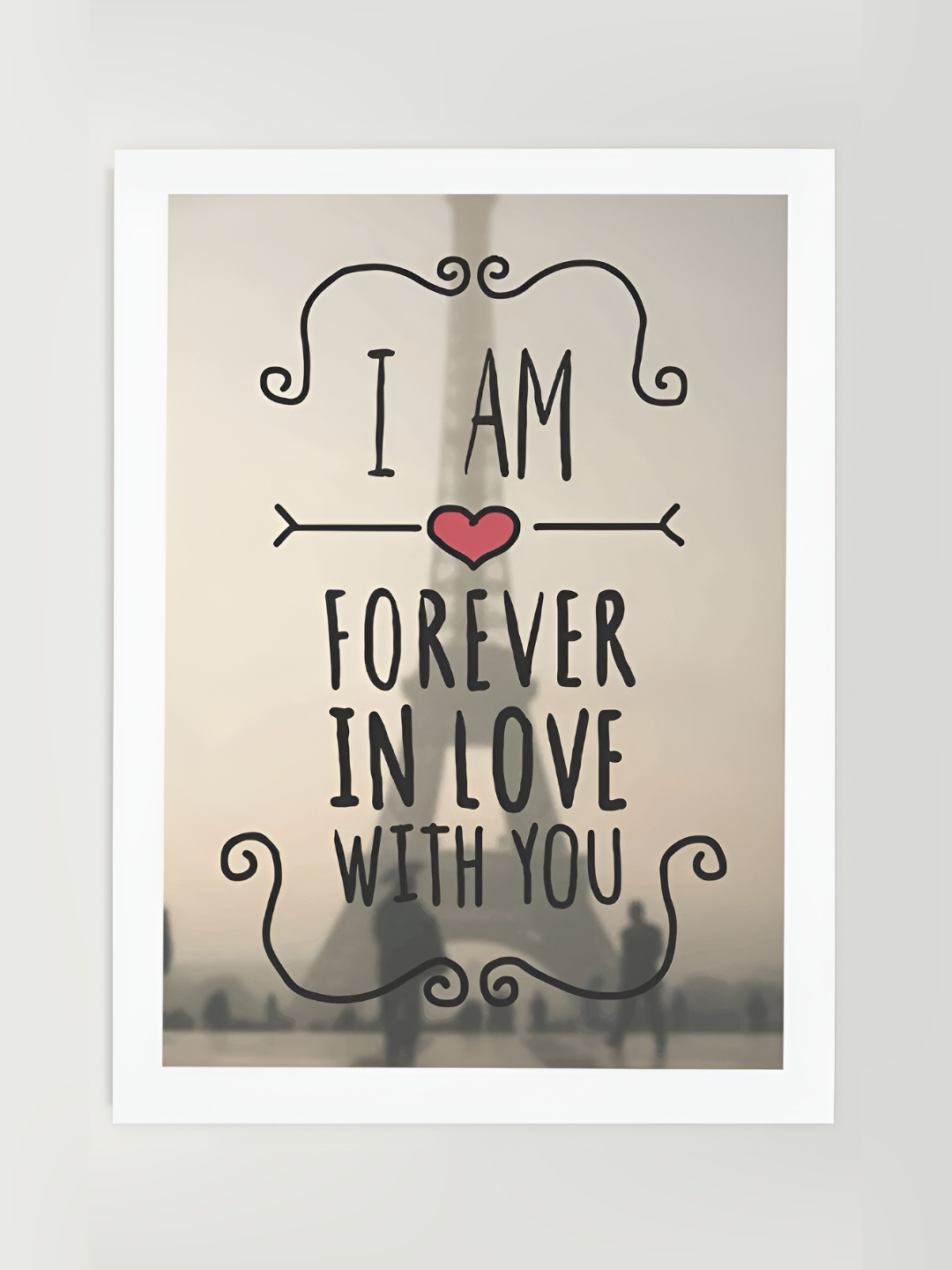 DecorTwist White Romantic Quotes Printed Poster Framed Wall Art