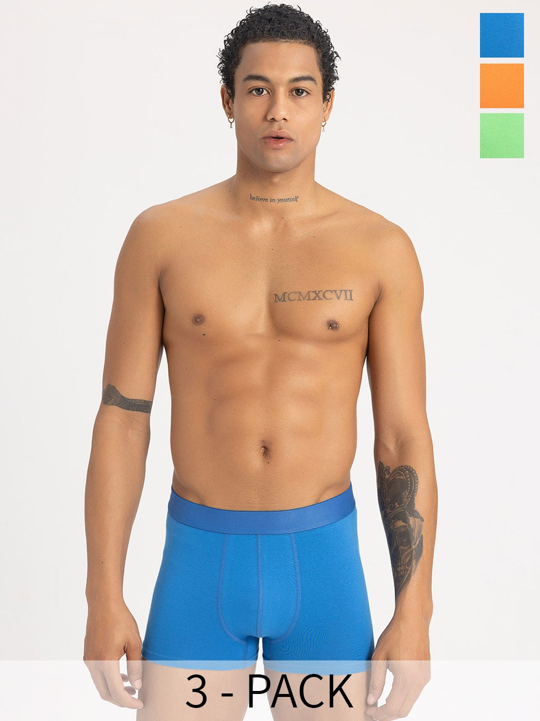 

DeFacto Pack Of 3 Cotton Trunks 234110958-BE43, Blue