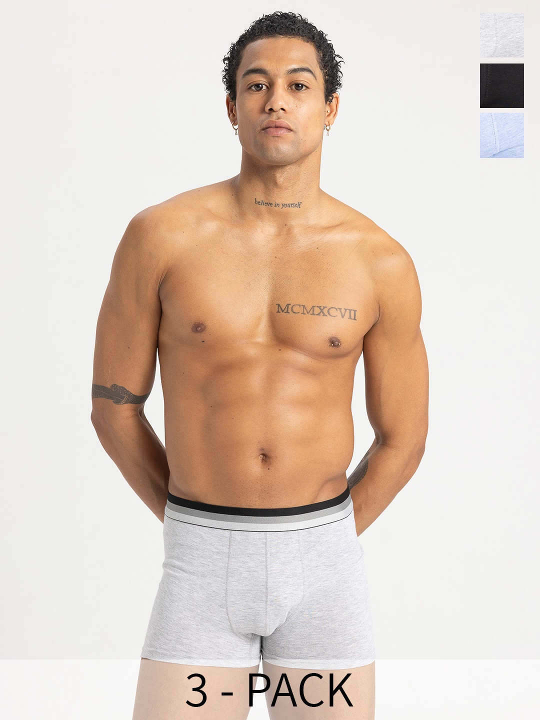 DeFacto Pack Of 3 Cotton Trunks 234110950-BK81, Grey