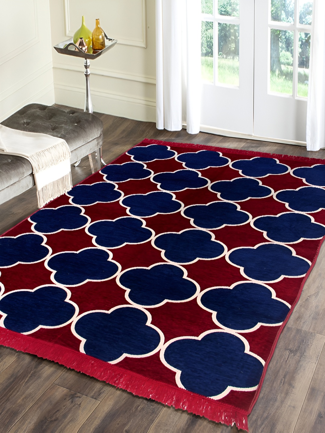 

ZESTURE Maroon Geometric Printed Carpet