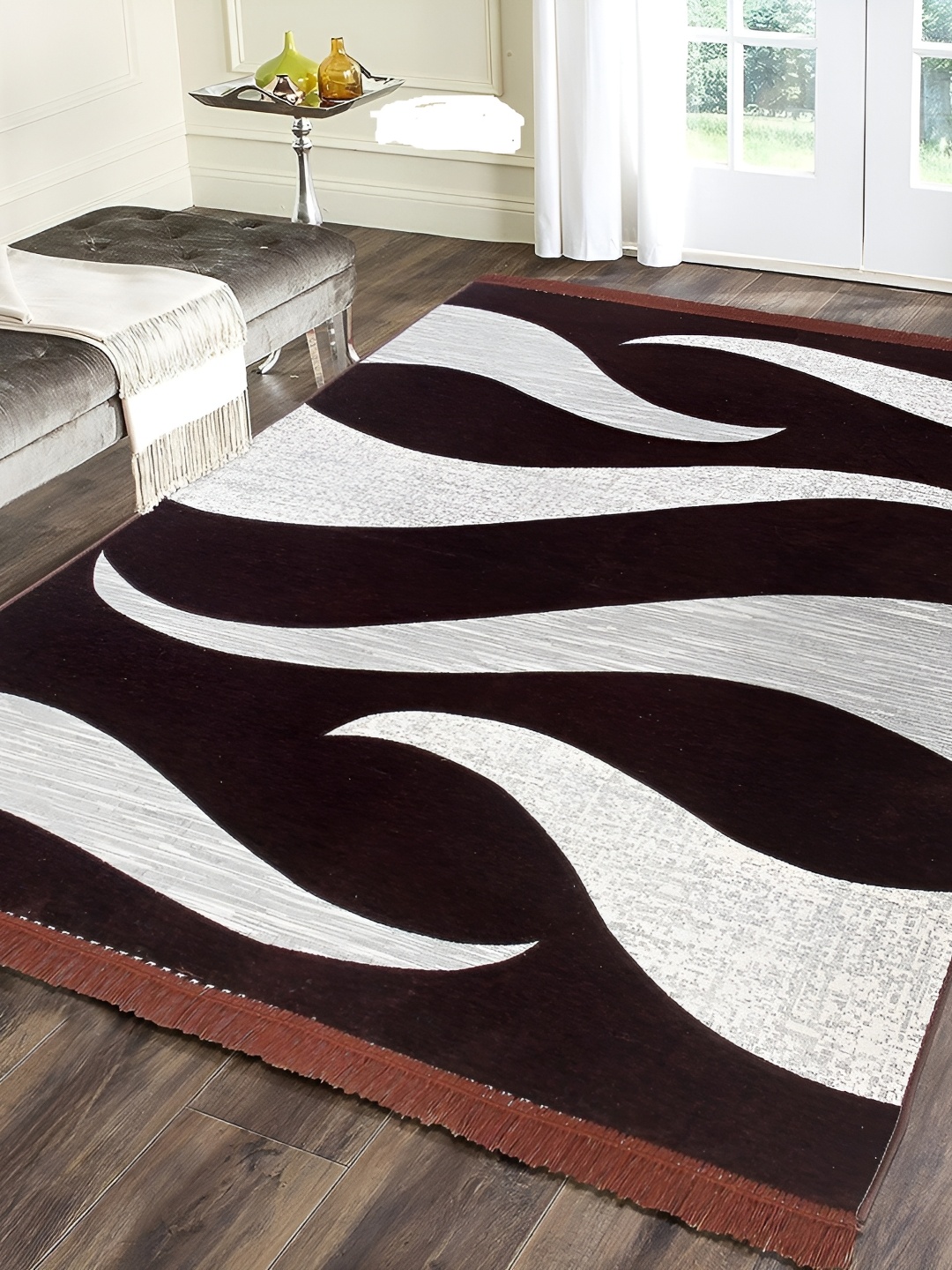 

ZESTURE Red Abstract Polyester Carpet