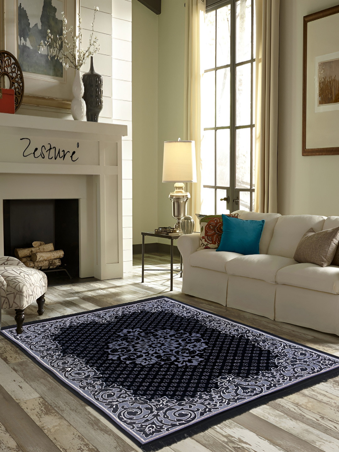 

ZESTURE Black Ethnic Motifs Printed Carpet