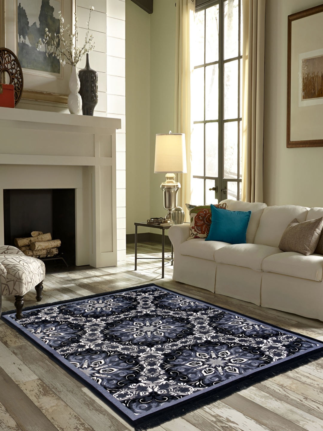 

ZESTURE Blue Abstract Printed Carpet